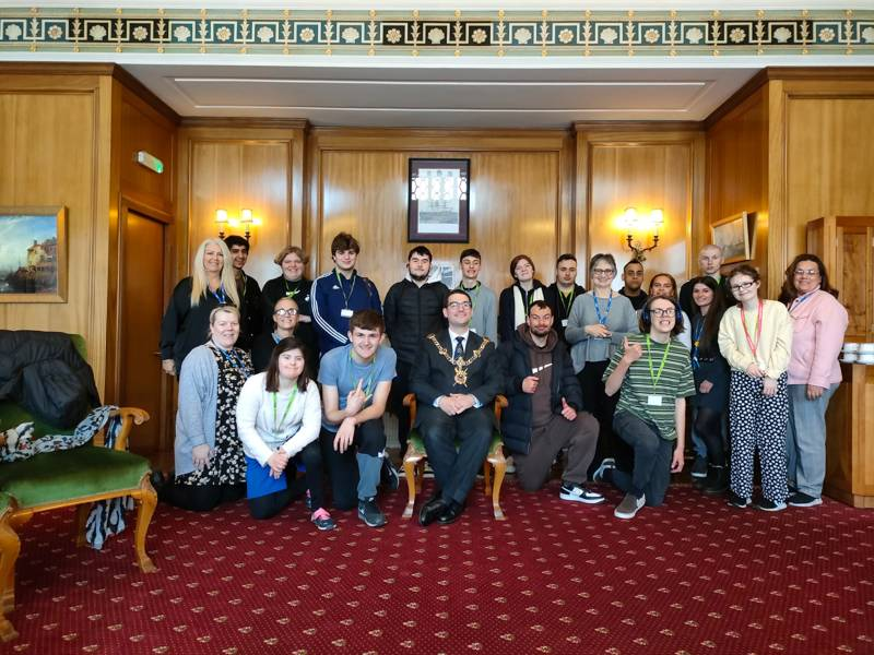Foundation Prospects students with Portsmouth Lord Mayor Tom Coles